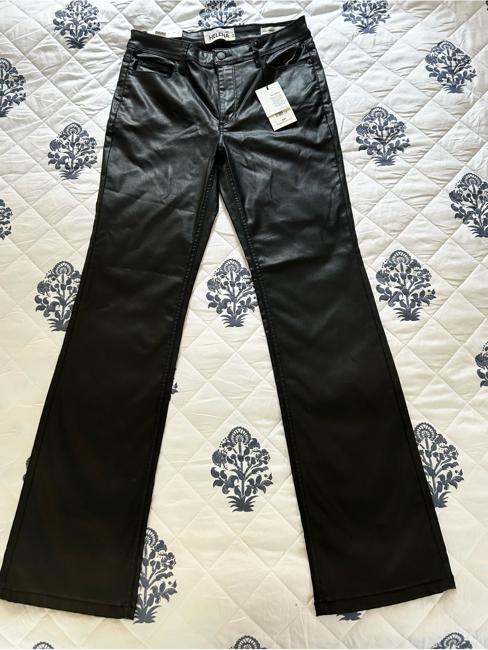 NWT Dynamite Denim Helena Coated Black Faux Leather Flared Pants sz 8/29